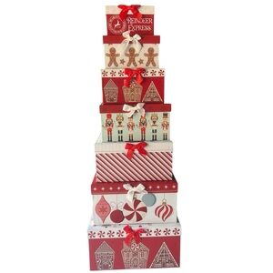 Festive Red and White Holiday Gift Boxes
